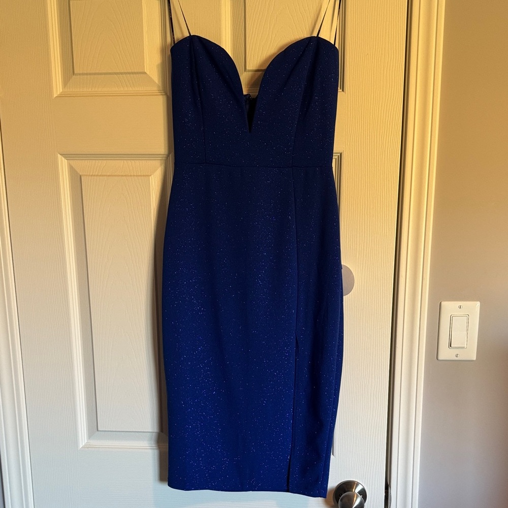 Sparkly Strapless Blue Dress